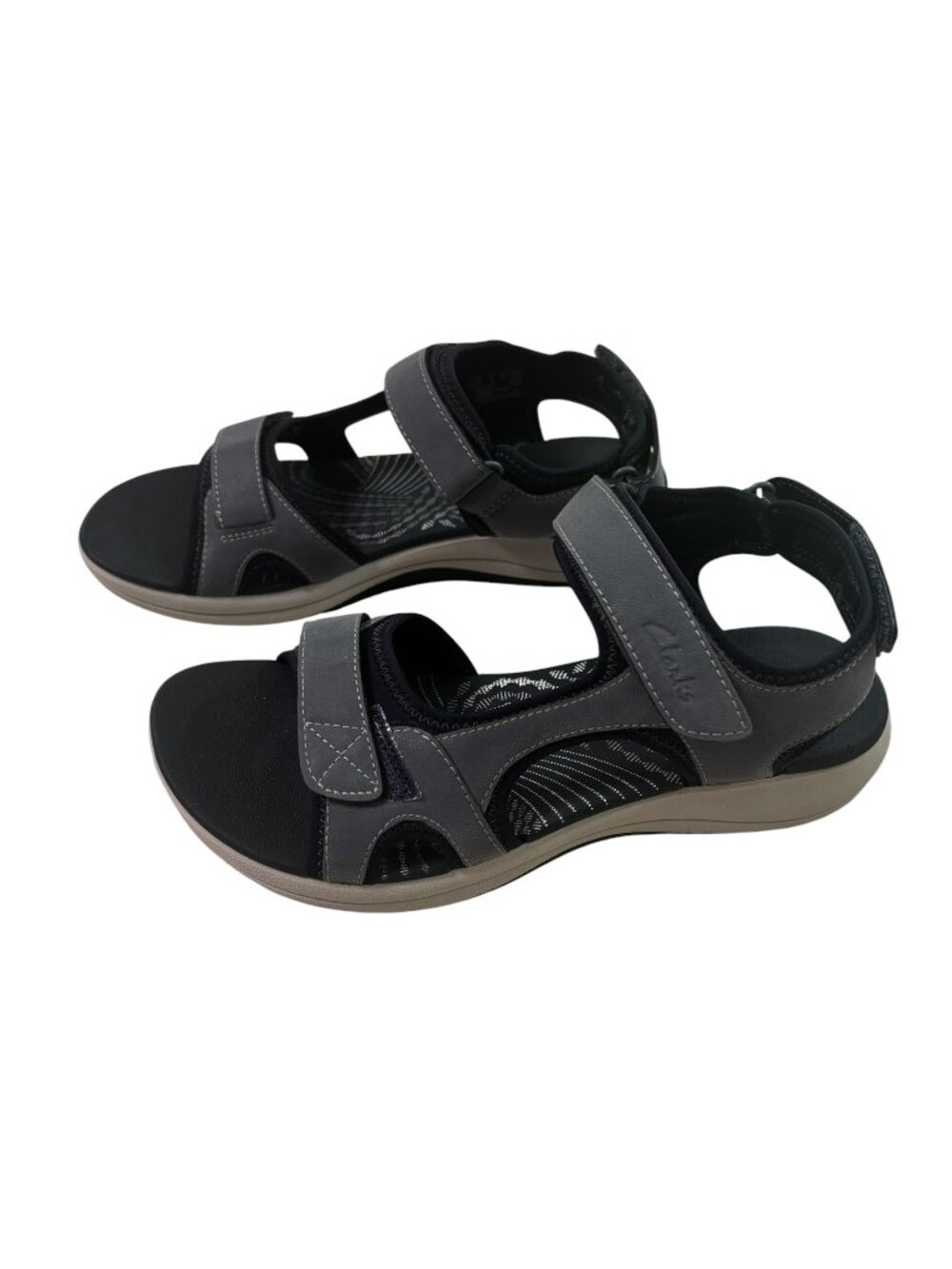 Clarks Mira Bay Shoes Womens 8 Wide Denim Blue Cloudsteppers Sandals Comfort